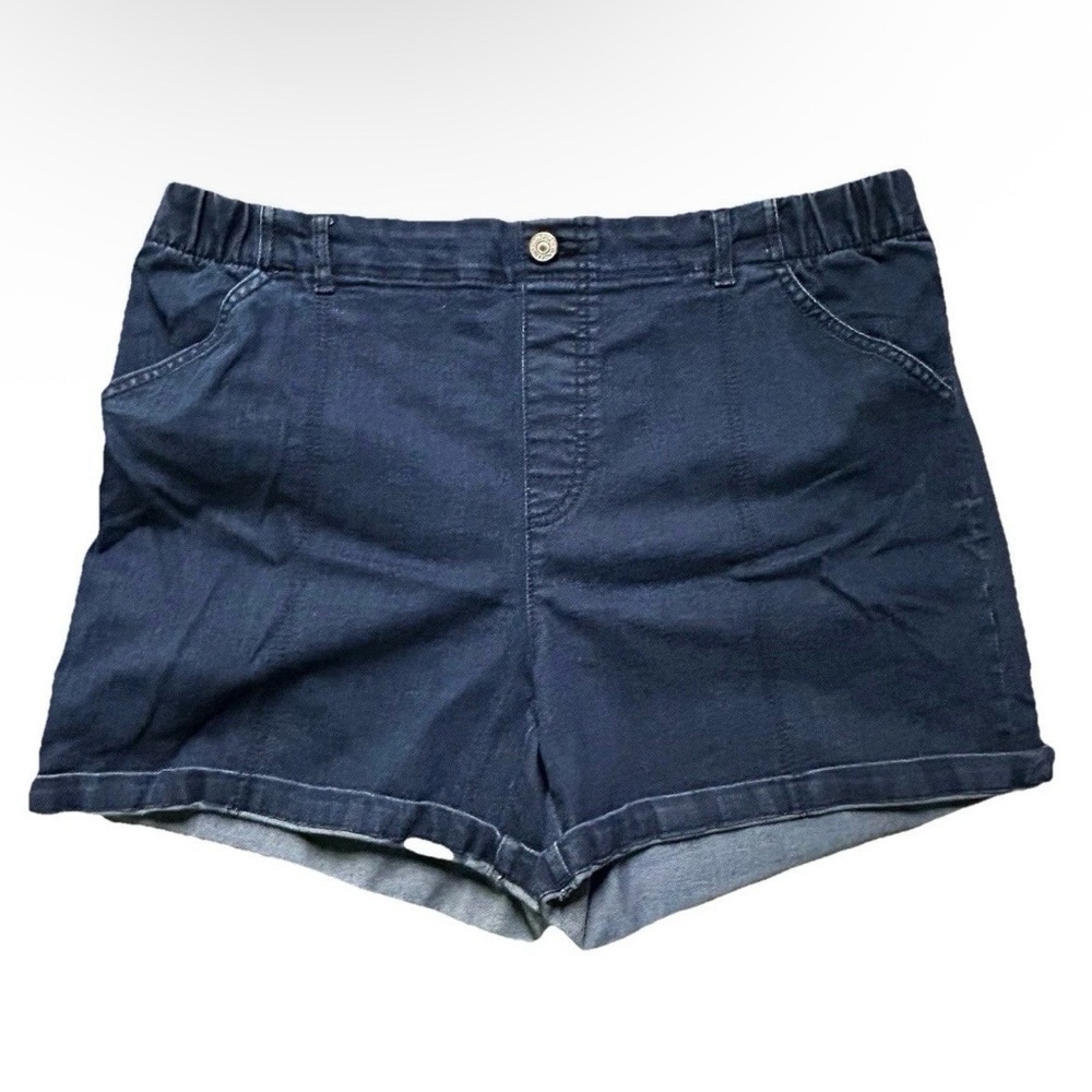 Women’s Gloria Vanderbilt Dark Jean Shorts Elastic Waist Size 18